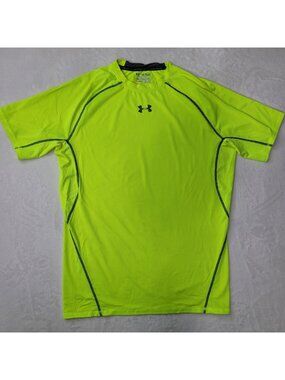 Under Armour Men's Neon Green Compression HeatGear Shirt Size 2XL